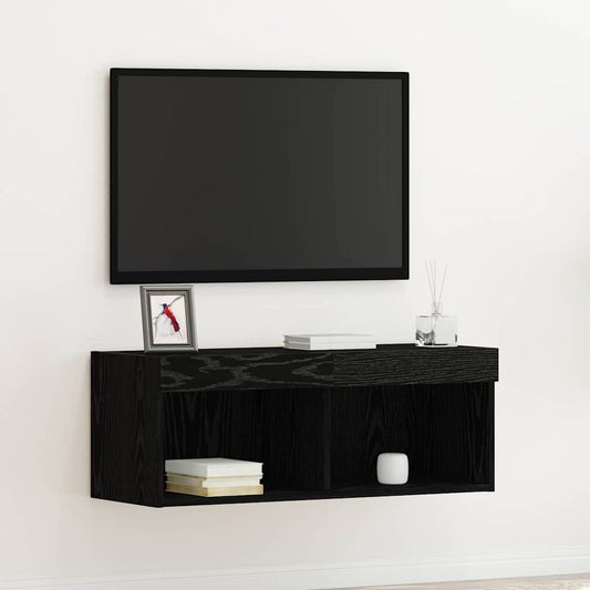 vidaXL TV Cabinet Set 80 x 30 x 30 cm Black Oak Engineered Wood