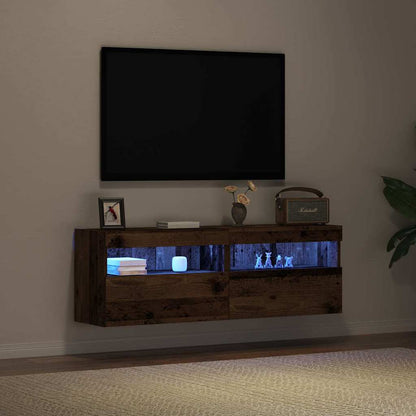 vidaXL TV Wall Cabinet 2 pcs Old wood 60 x 30 x 40 cm Engineered Wood
