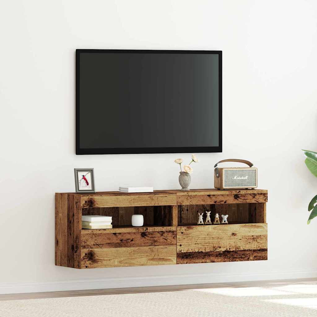 vidaXL TV Wall Cabinet 2 pcs Old wood 60 x 30 x 40 cm Engineered Wood