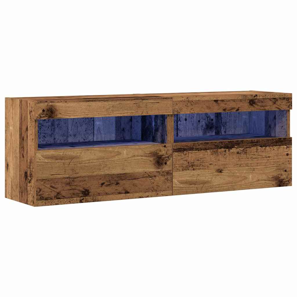 vidaXL TV Wall Cabinet 2 pcs Old wood 60 x 30 x 40 cm Engineered Wood