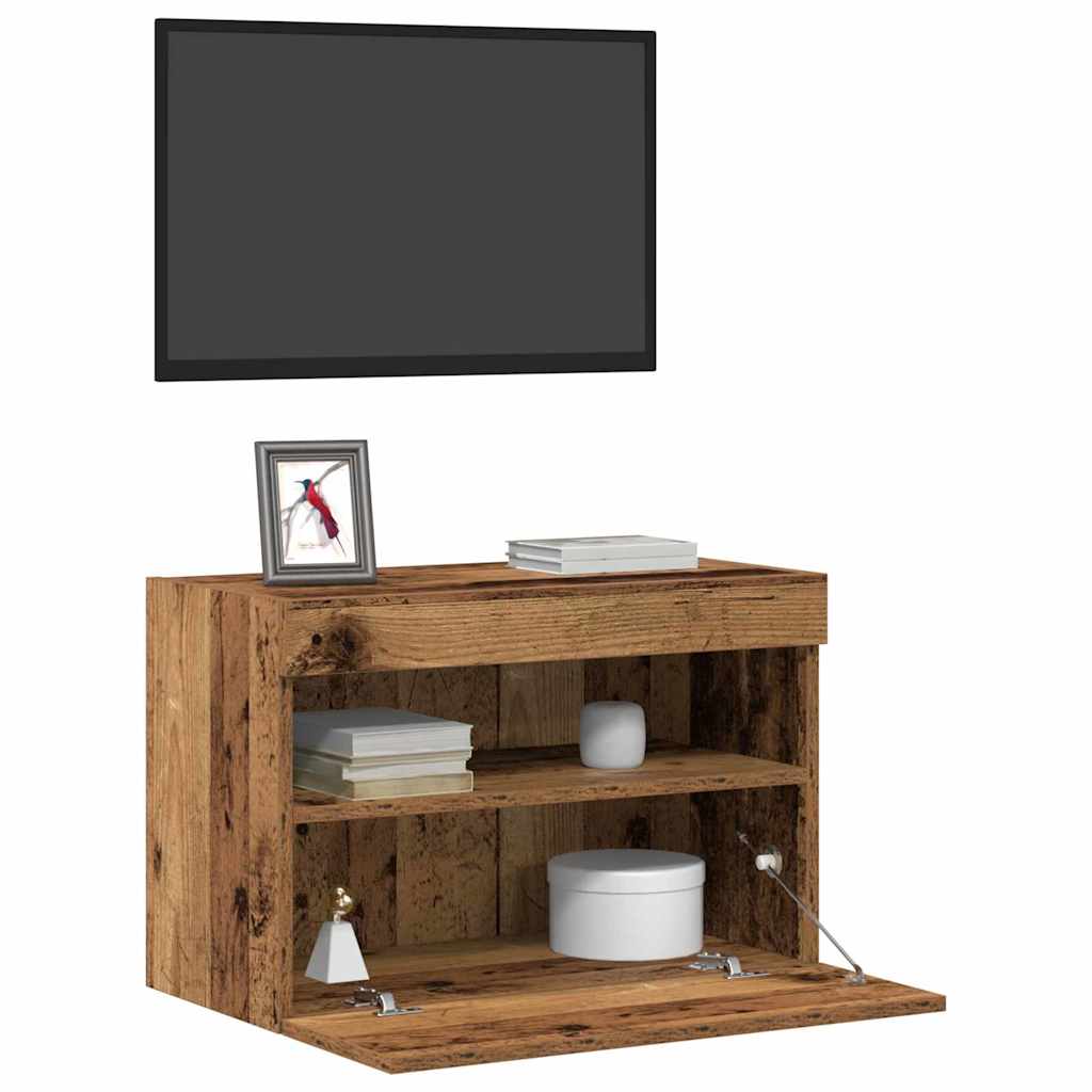 vidaXL TV Wall Cabinet 2 pcs Old wood 60 x 30 x 40 cm Engineered Wood