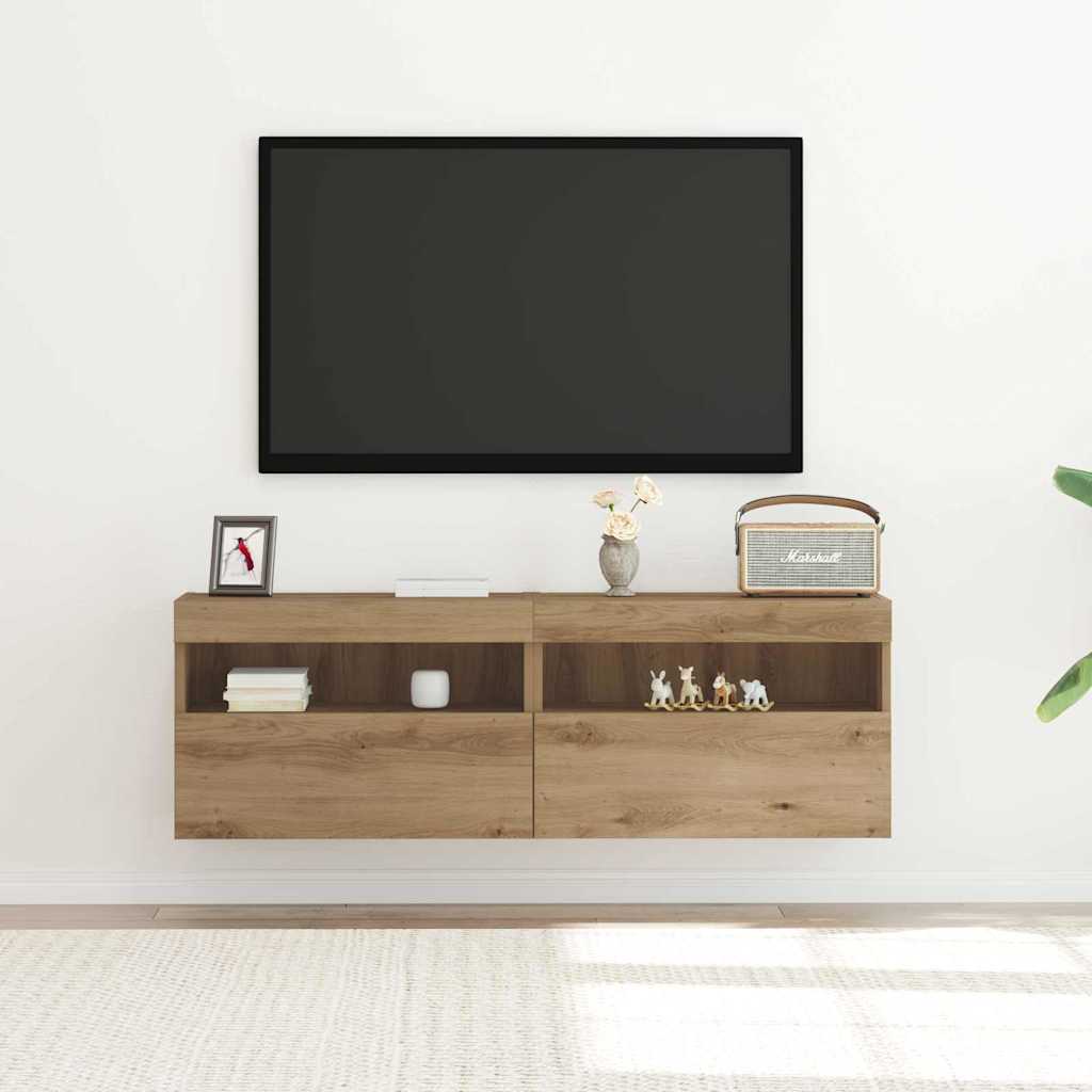 vidaXL TV Wall Cabinet 2 pcs Artisan oak Engineered Wood