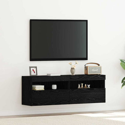 vidaXL TV Wall Cabinet 2 pcs Black oak 60 x 30 x 40 cm Engineered Wood
