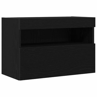 vidaXL TV Wall Cabinet 2 pcs Black oak 60 x 30 x 40 cm Engineered Wood