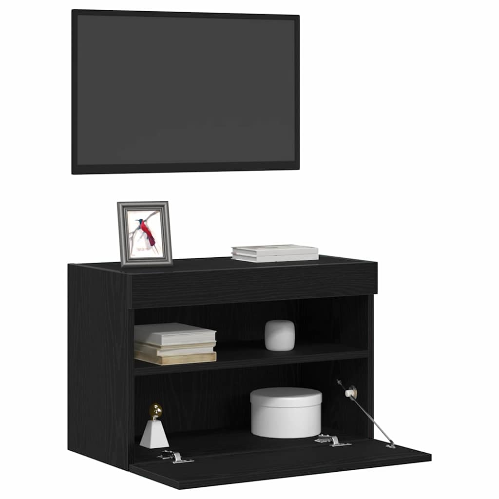 vidaXL TV Wall Cabinet 2 pcs Black oak 60 x 30 x 40 cm Engineered Wood