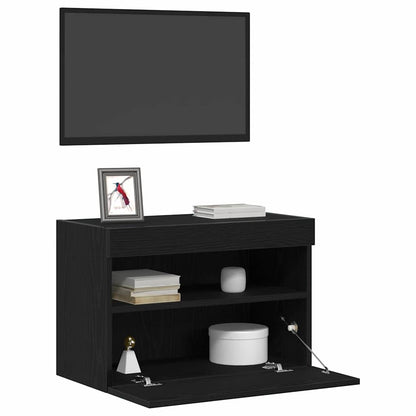 vidaXL TV Wall Cabinet 2 pcs Black oak 60 x 30 x 40 cm Engineered Wood