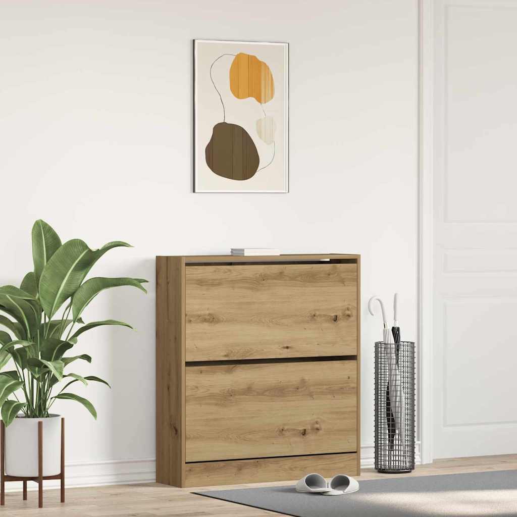 vidaXL Shoe Cabinet 80 x 21 x 87.5 cm Engineered Wood Smoked Oak