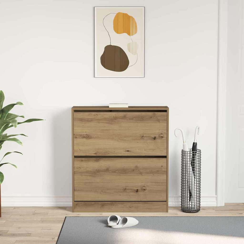 vidaXL Shoe Cabinet 80 x 21 x 87.5 cm Engineered Wood Smoked Oak