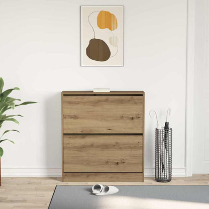 vidaXL Shoe Cabinet 80 x 21 x 87.5 cm Engineered Wood Smoked Oak