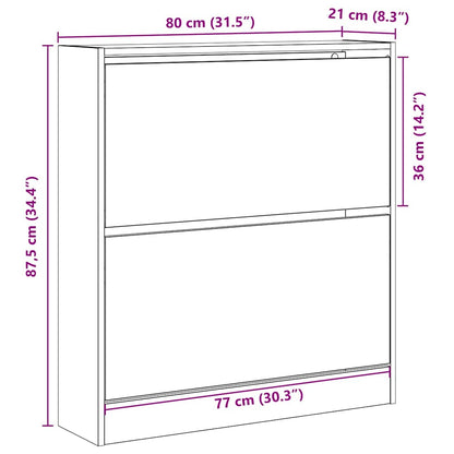 vidaXL Shoe Cabinet Smoked Oak 80 x 21 x 87.5 cm Engineered Wood