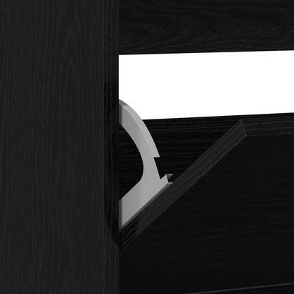vidaXL Shoe Cabinet 80 x 21 x 87.5 cm Engineered Wood Black Oak
