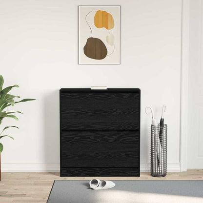 vidaXL Shoe Cabinet 80 x 21 x 87.5 cm Engineered Wood Black Oak