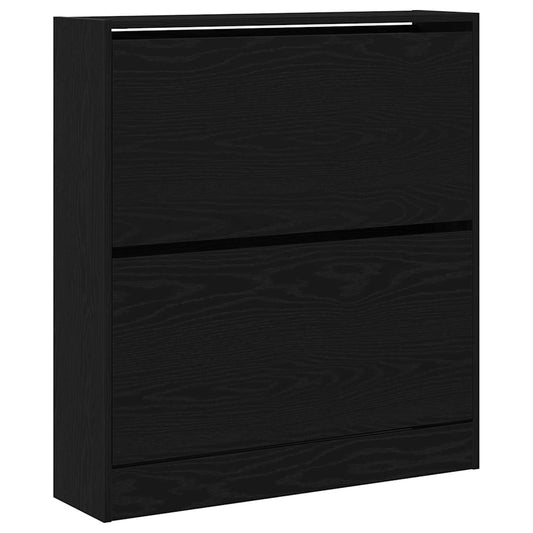 vidaXL Shoe Cabinet 80 x 21 x 87.5 cm Engineered Wood Black Oak