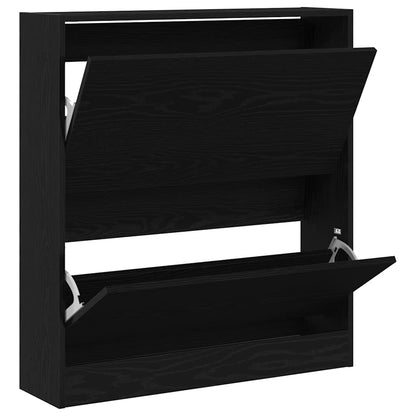 vidaXL Shoe Cabinet 80 x 21 x 87.5 cm Engineered Wood Black Oak