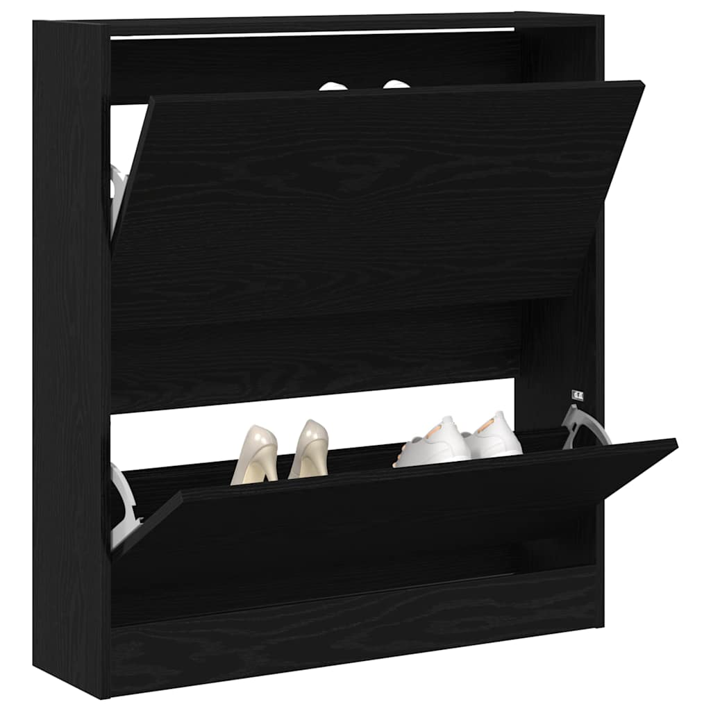 vidaXL Shoe Cabinet 80 x 21 x 87.5 cm Engineered Wood Black Oak