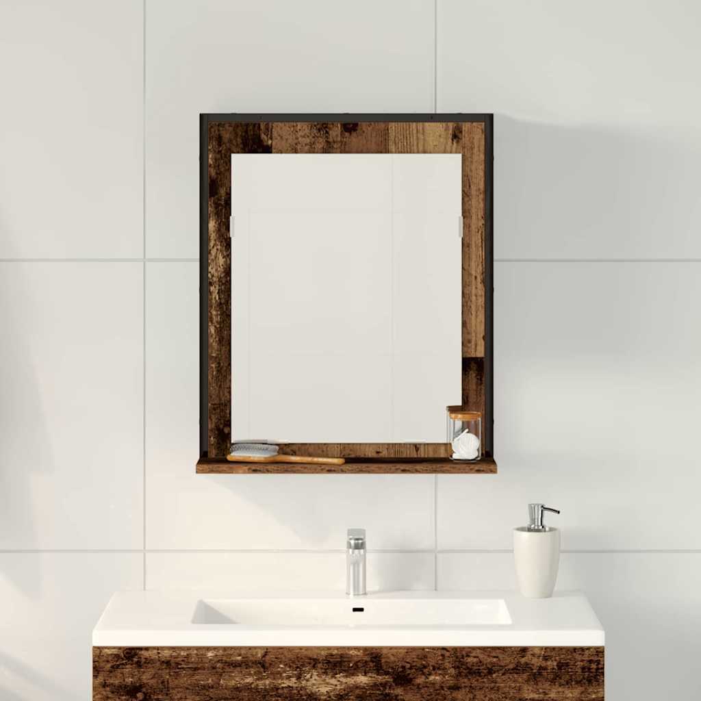 vidaXL Mirror Old wood 50 x 12 x 60 cm Glass and Engineered Wood