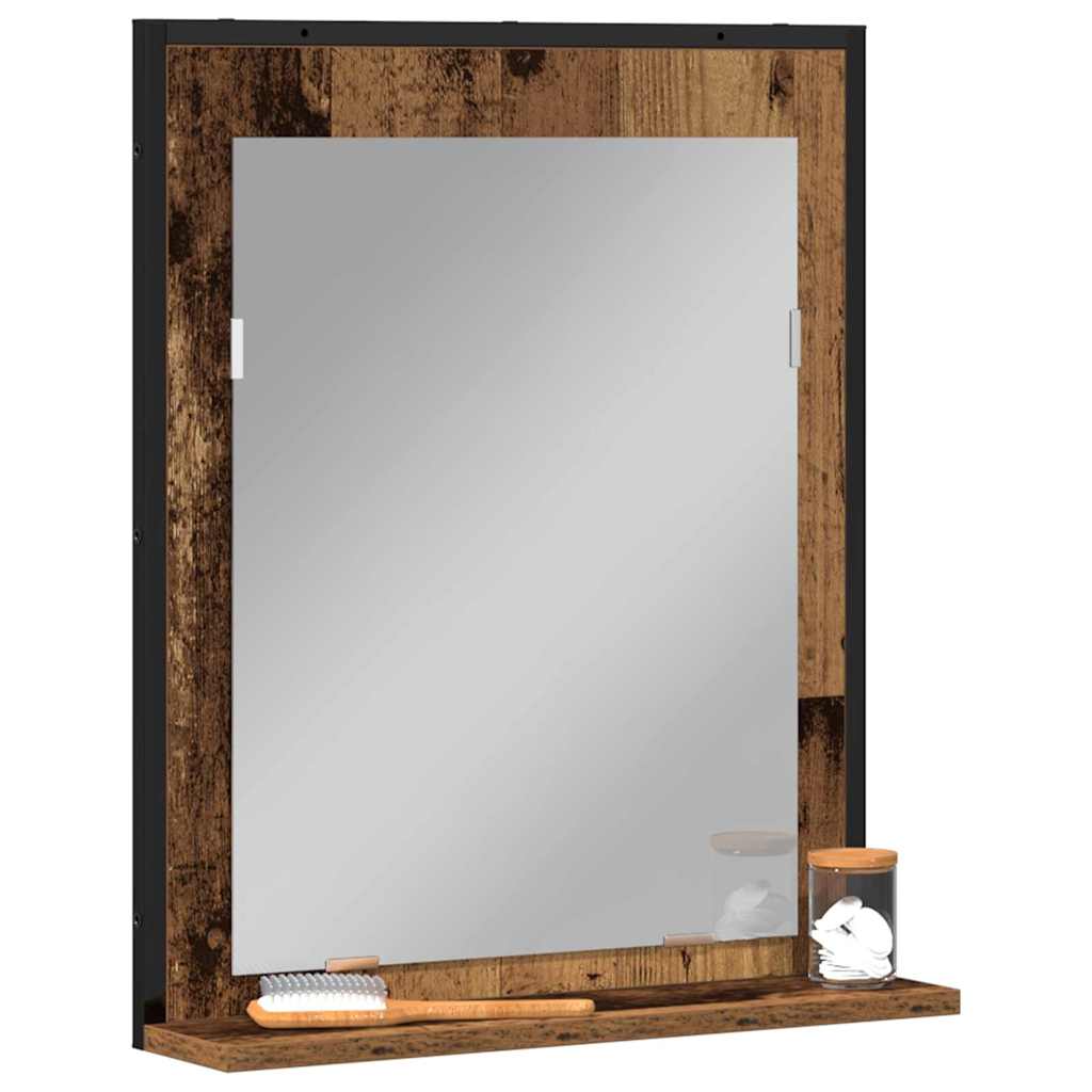 vidaXL Mirror Old wood 50 x 12 x 60 cm Glass and Engineered Wood