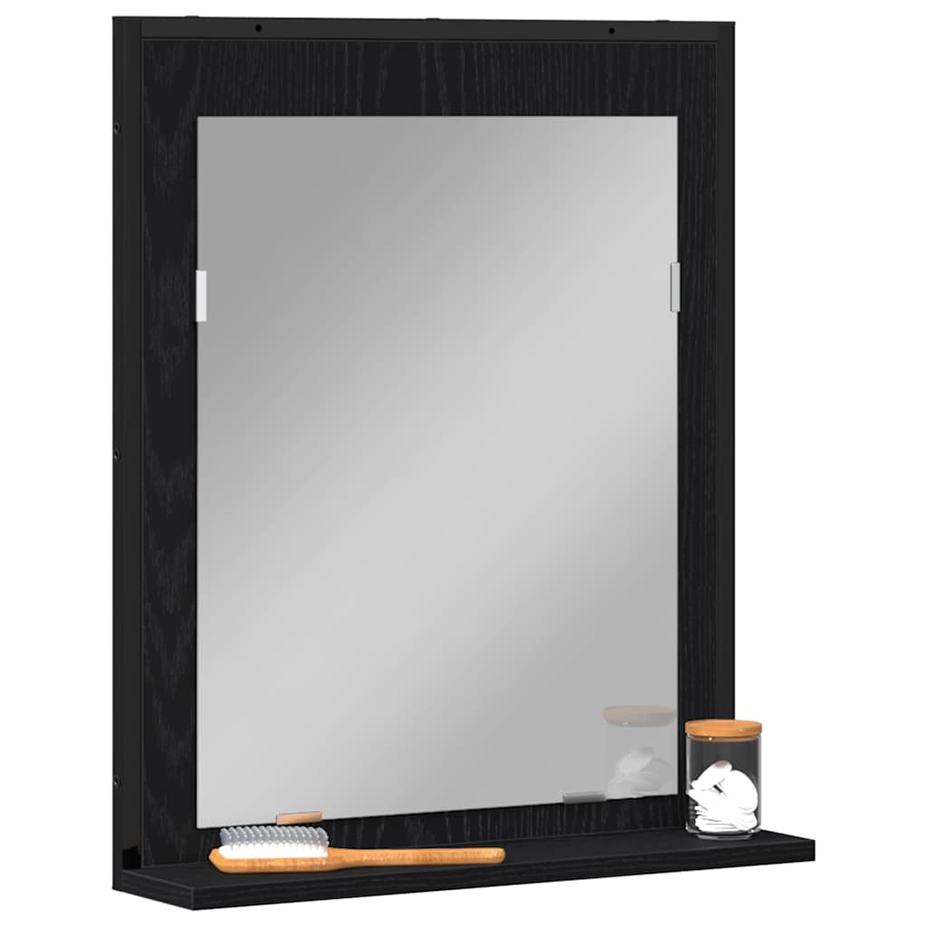 vidaXL Mirror Black oak 50 x 12 x 60 cm Glass and Engineered Wood