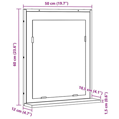 vidaXL Mirror Black oak 50 x 12 x 60 cm Glass and Engineered Wood