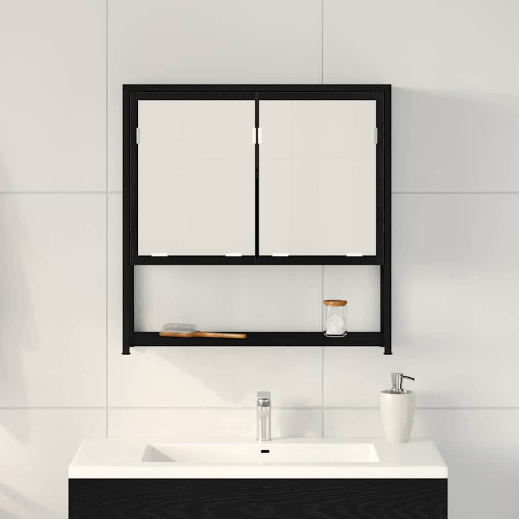 vidaXL Mirror Cabinet Black Oak 60 x 16 x 60 cm Engineered Wood