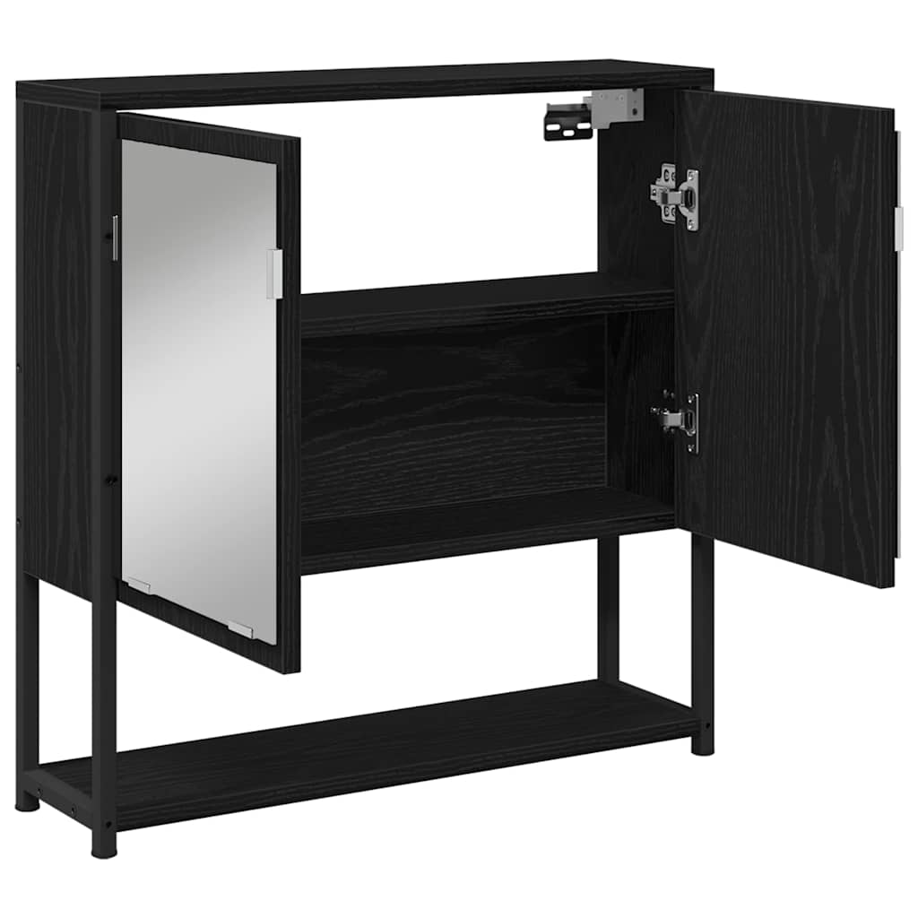 vidaXL Mirror Cabinet Black Oak 60 x 16 x 60 cm Engineered Wood