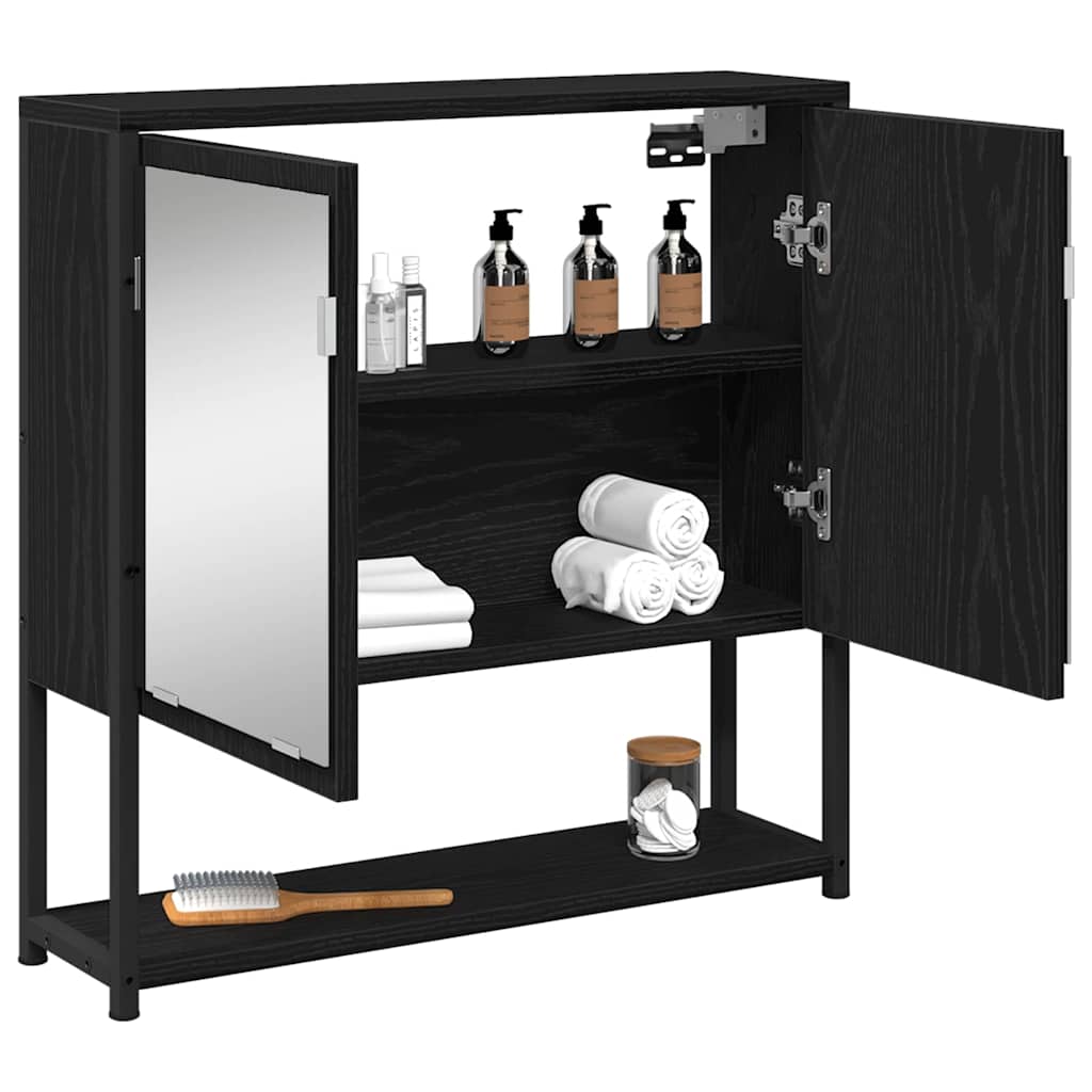 vidaXL Mirror Cabinet Black Oak 60 x 16 x 60 cm Engineered Wood