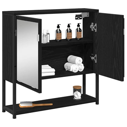 vidaXL Mirror Cabinet Black Oak 60 x 16 x 60 cm Engineered Wood