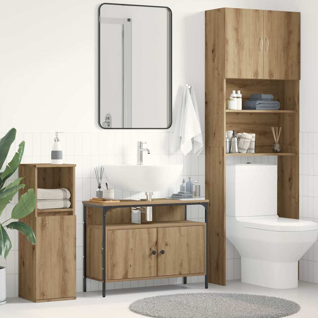 vidaXL Bathroom Sink Cabinet with Storage Artisan oak 80 x 30 x 60 cm