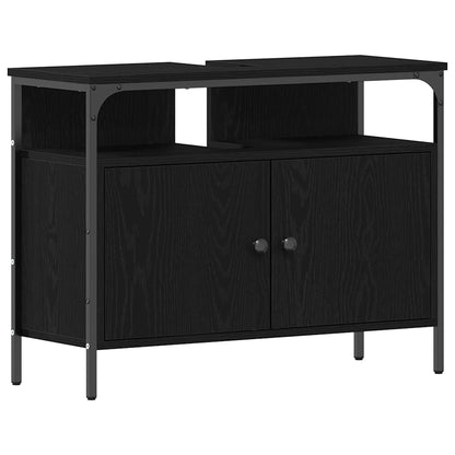 vidaXL Bathroom Sink Cabinet Black oak 80 x 30 x 60 cm Engineered Wood