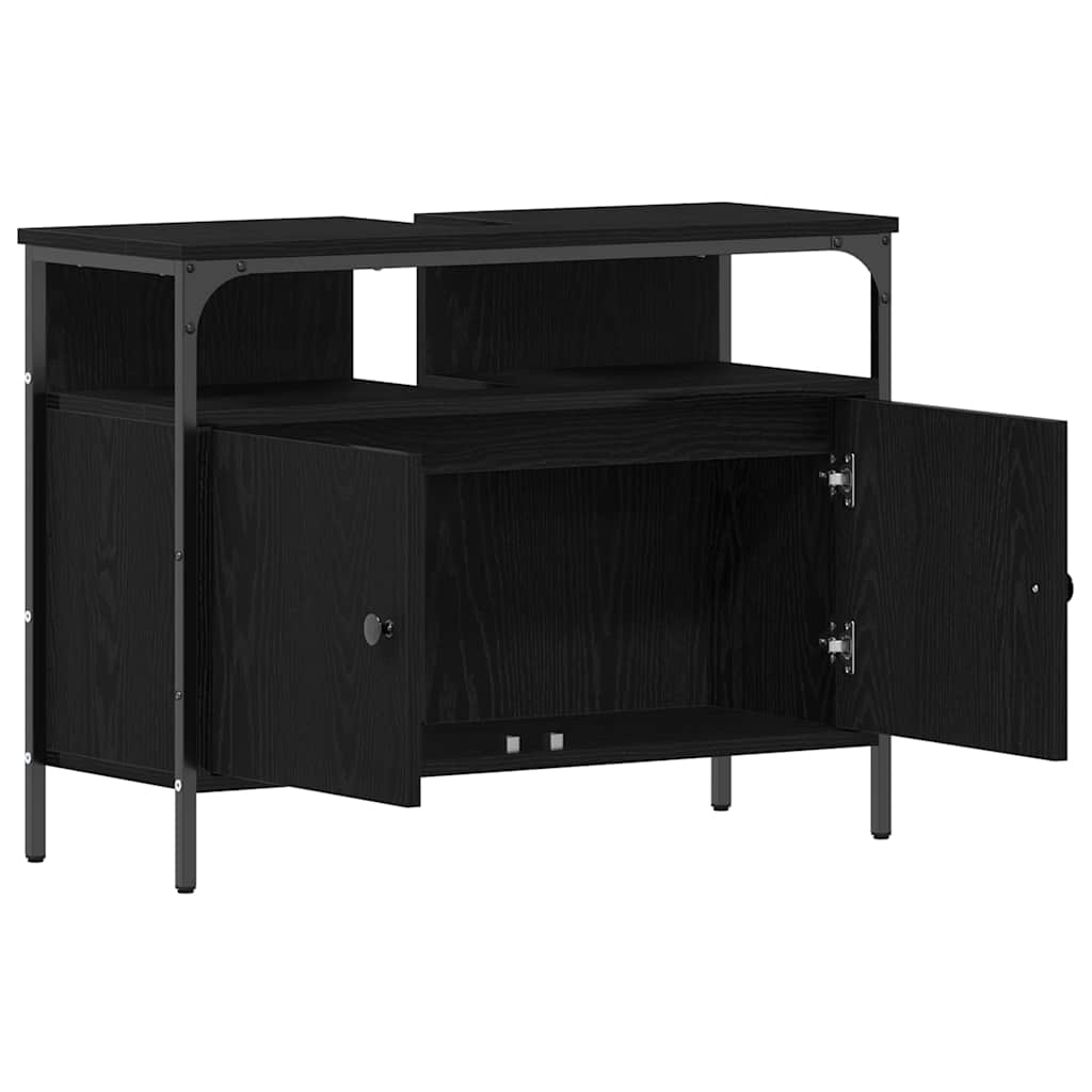 vidaXL Bathroom Sink Cabinet Black oak 80 x 30 x 60 cm Engineered Wood