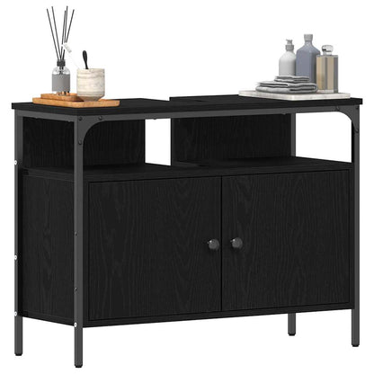 vidaXL Bathroom Sink Cabinet Black oak 80 x 30 x 60 cm Engineered Wood