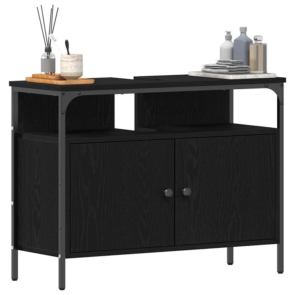 vidaXL Bathroom Sink Cabinet Black oak 80 x 30 x 60 cm Engineered Wood