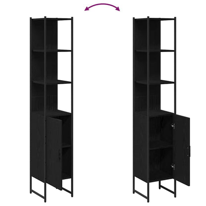 vidaXL Bathroom Cabinet Black oak 33 x 33 x 185.5 cm Engineered Wood