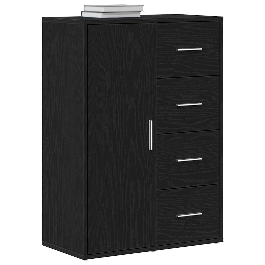 vidaXL Sideboard with Drawer Black Oak 60 x 31 x 84 cm Engineered Wood