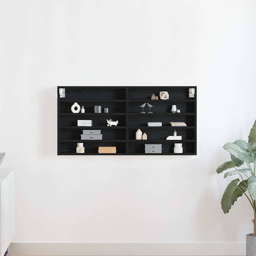 vidaXL Display Cabinet Black Oak 100 x 8.5 x 50 cm Engineered Wood