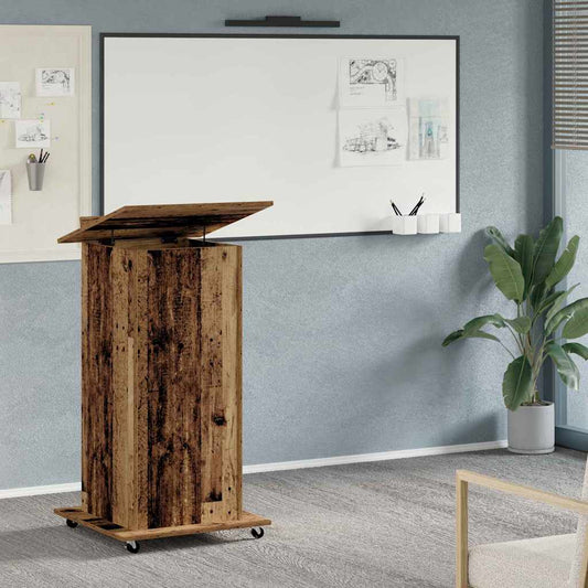 vidaXL Podium with Drawer Old Wood 55 x 55 x 107 cm Engineered Wood