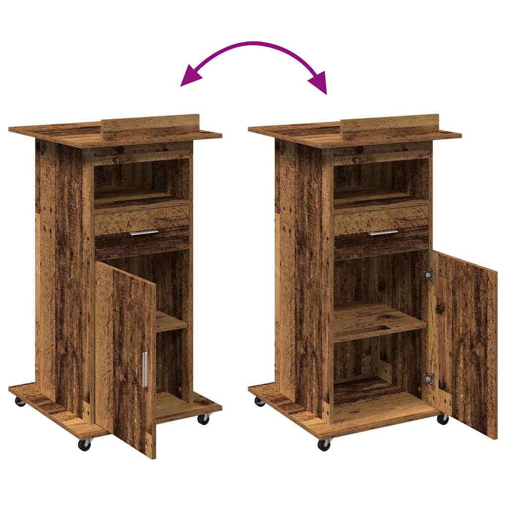 vidaXL Podium with Drawer Old Wood 55 x 55 x 107 cm Engineered Wood