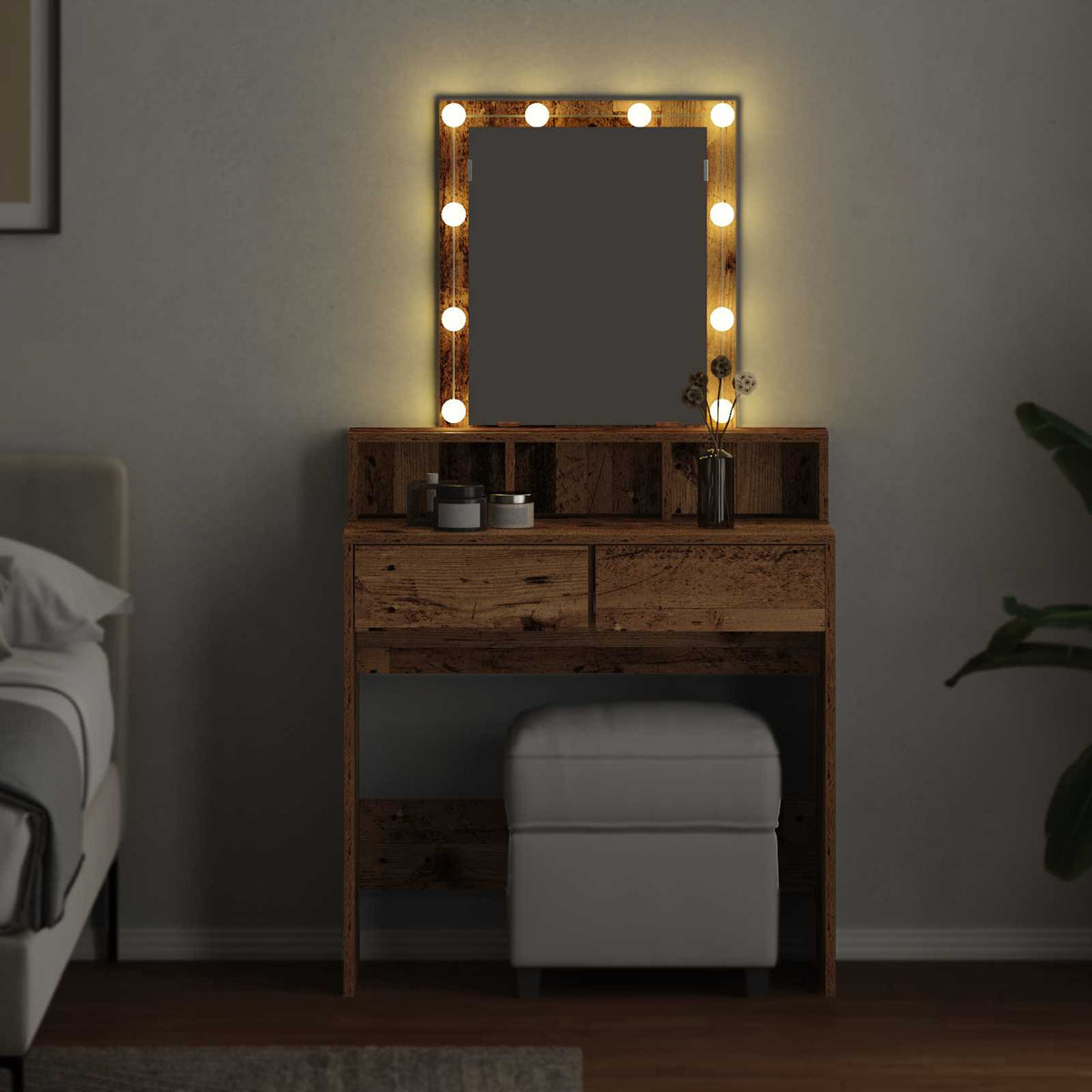 vidaXL Dressing Table Old Wood 80 x 41 x 144.5 cm Engineered Wood