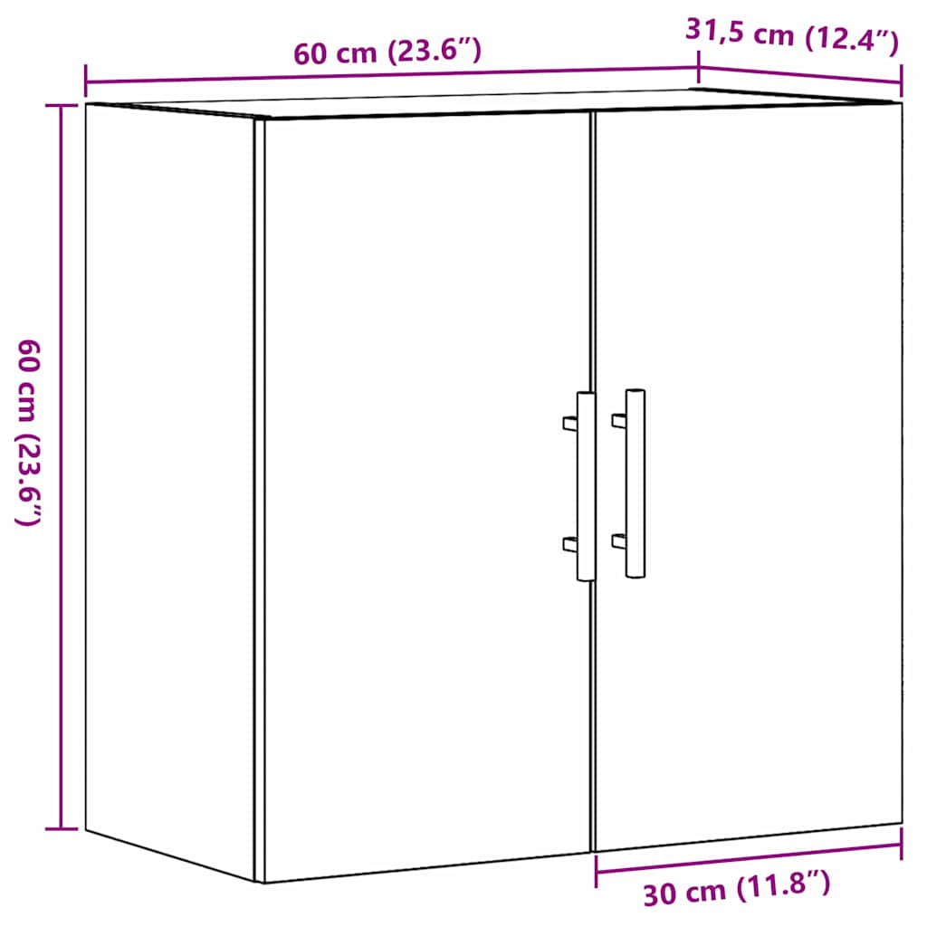 vidaXL Wall Cabinet Black Oak 60 x 31.5 x 60 cm Engineered Wood