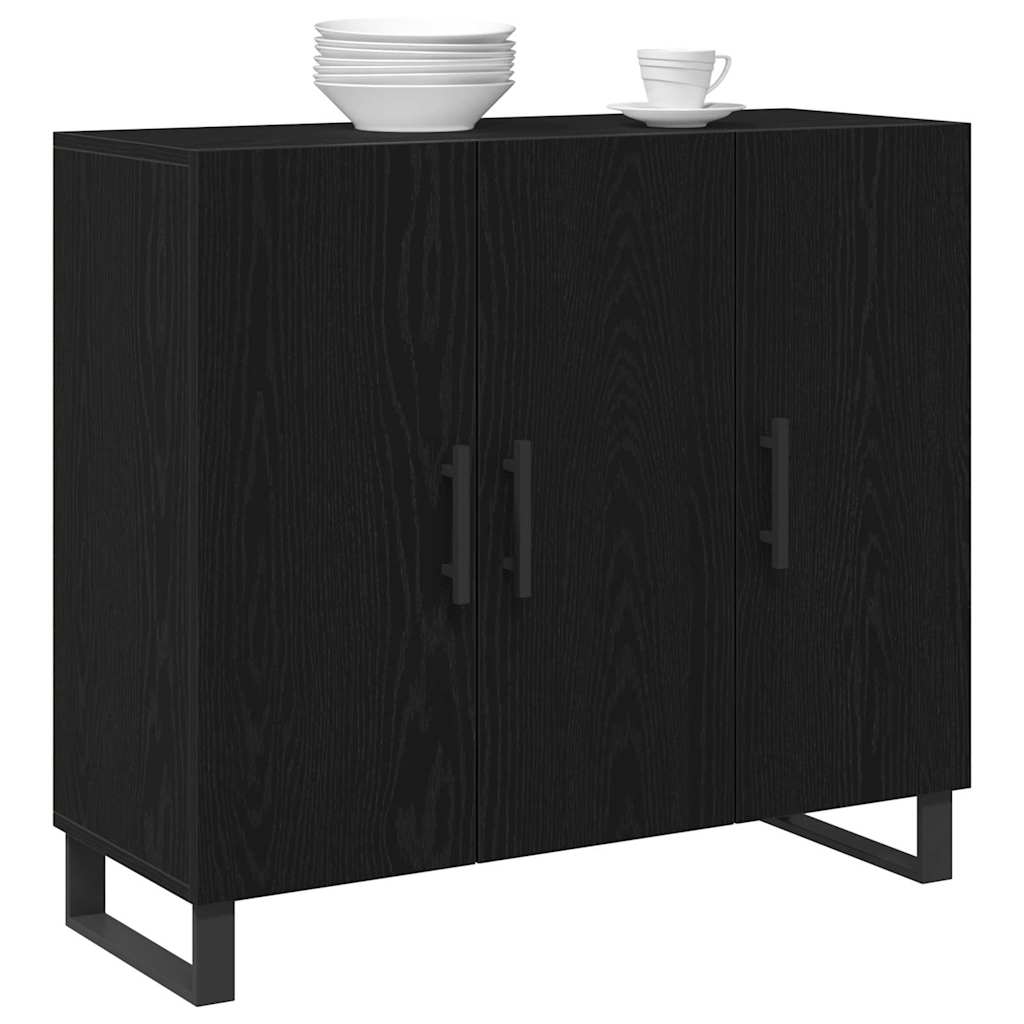 vidaXL Sideboard Black Oak 90 x 34 x 80 cm Engineered Wood