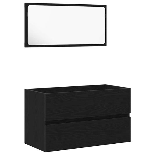 vidaXL Bathroom Furniture Set 2 pcs Black Oak 80 x 38.5 x 45 cm