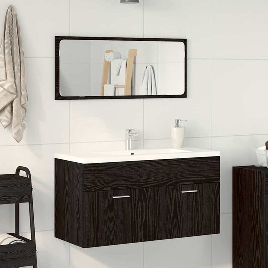 vidaXL Bathroom Furniture Set 2 pcs Black Oak Engineered wood