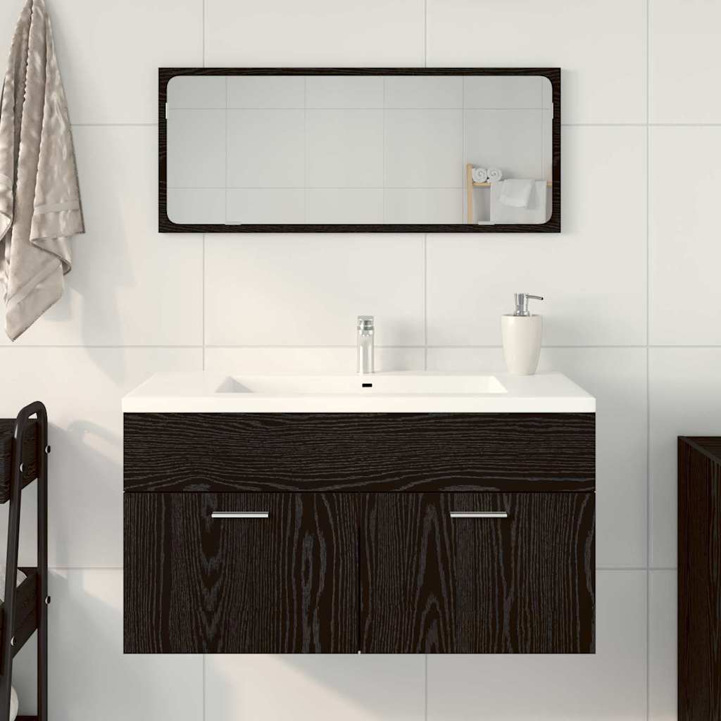 vidaXL Bathroom Furniture Set 2 pcs Black Oak Engineered wood