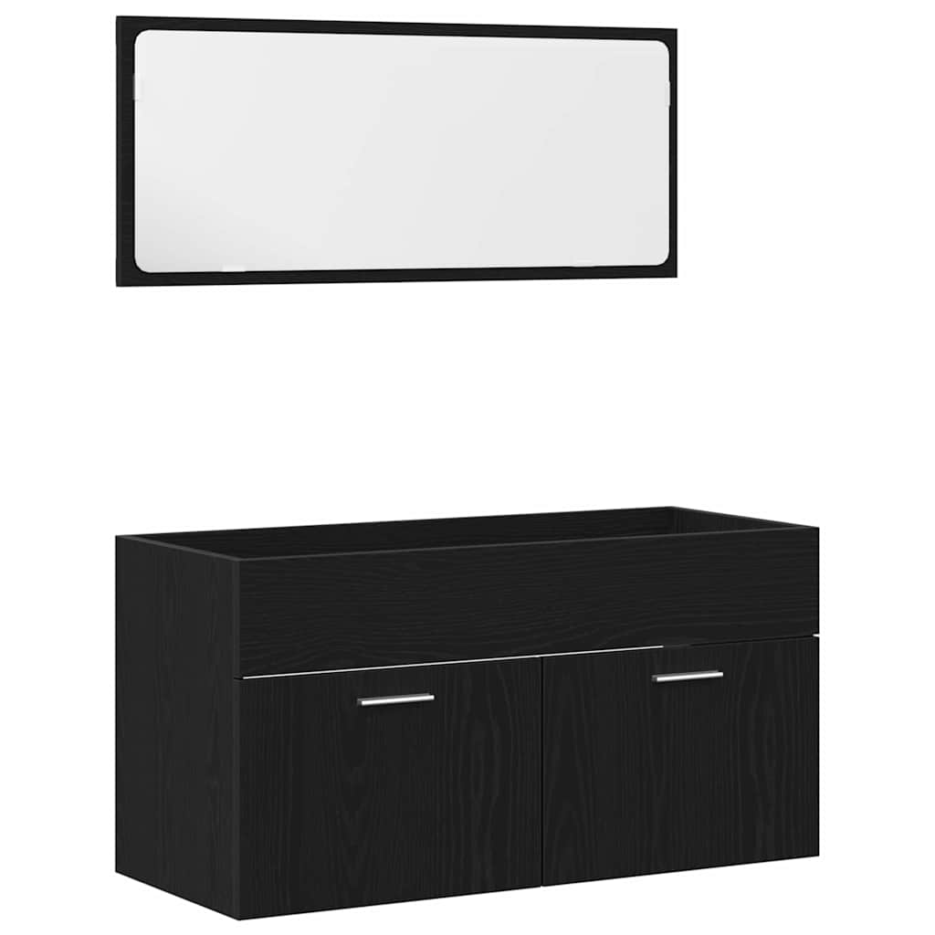 vidaXL Bathroom Furniture Set 2 pcs Black Oak Engineered wood