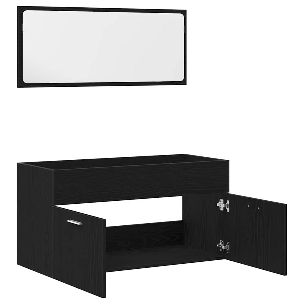 vidaXL Bathroom Furniture Set 2 pcs Black Oak Engineered wood