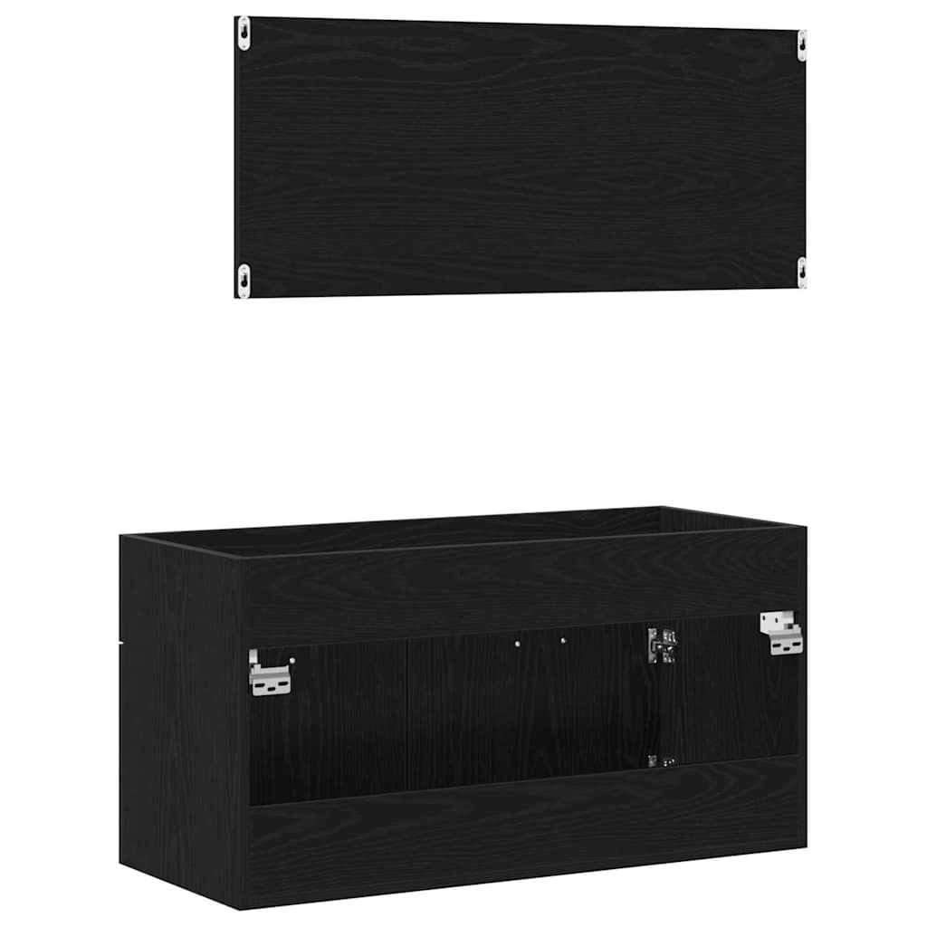 vidaXL Bathroom Furniture Set 2 pcs Black Oak Engineered wood