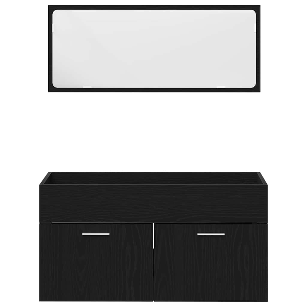 vidaXL Bathroom Furniture Set 2 pcs Black Oak Engineered wood