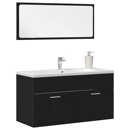 vidaXL Bathroom Furniture Set 2 pcs Black Oak Engineered wood