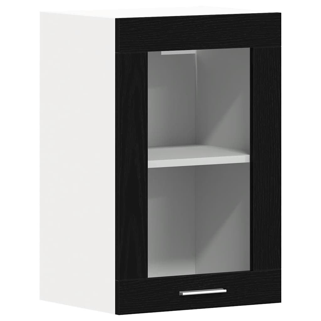 vidaXL Hanging Glass Cabinet Black Oak 40x31x60 cm Engineered Wood