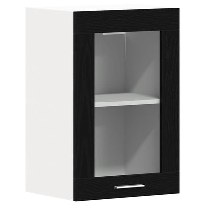 vidaXL Hanging Glass Cabinet Black Oak 40x31x60 cm Engineered Wood